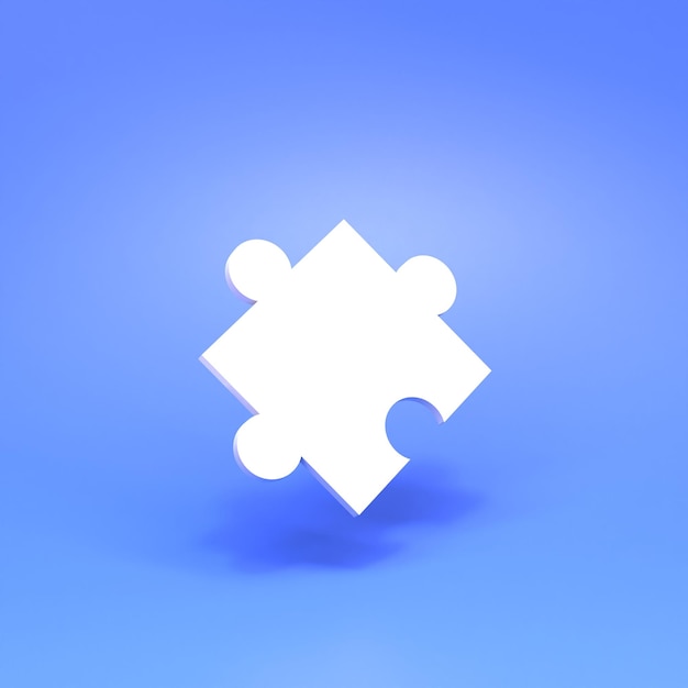 Puzzle auf blauem Hintergrund 3D-Renderer