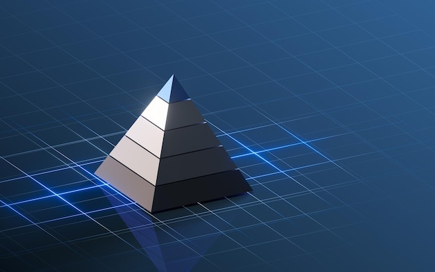 Pyramidengrafik und Datenanalyse 3D-Rendering