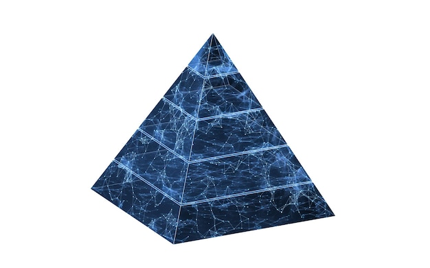 Foto pyramidengrafiken und datenanalyse 3d-rendering