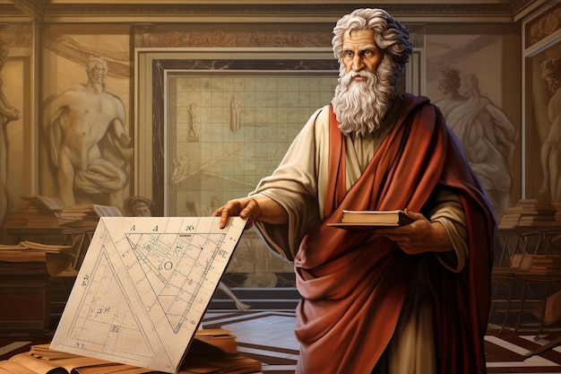 Pythagoras enthüllt sein Theorem Entdeckung im antiken griechischen Klassenzimmer