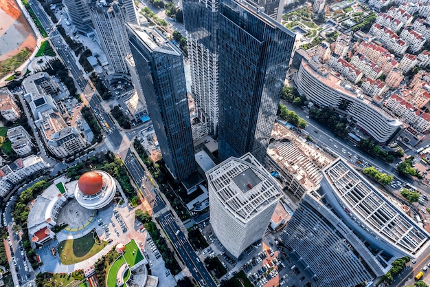 Qingdao Fushan Bay Finanzzentrum Gebäude Landschaft Skyline Luftaufnahmen