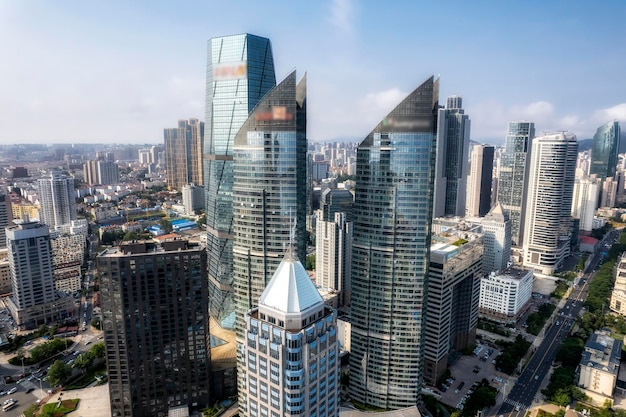 Qingdao Fushan Bay Finanzzentrum Gebäude Landschaft Skyline Luftaufnahmen