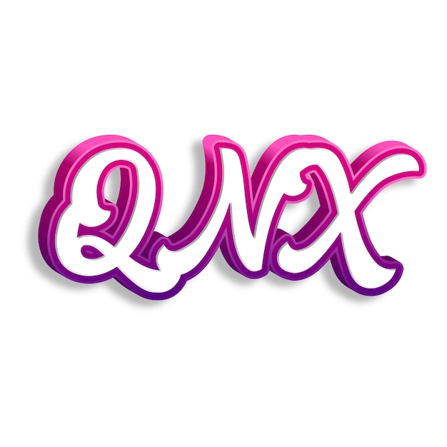 Foto qnx tipografía diseño 3d amarillo rosa blanco fondo foto jpg.
