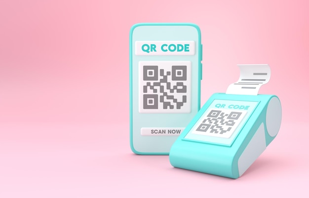 QR POS Pago Ilustración 3D