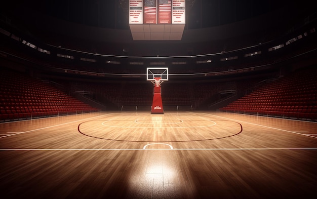 Quadra de basquete com fã de pessoas Arena esportiva Photoreal 3d render fundo