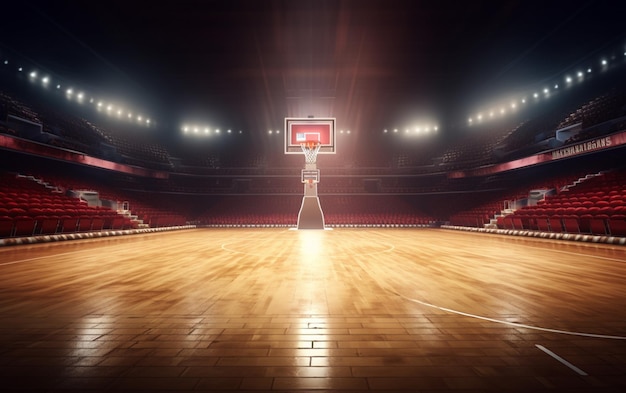 Quadra de basquete com fã de pessoas Arena esportiva Photoreal 3d render fundo