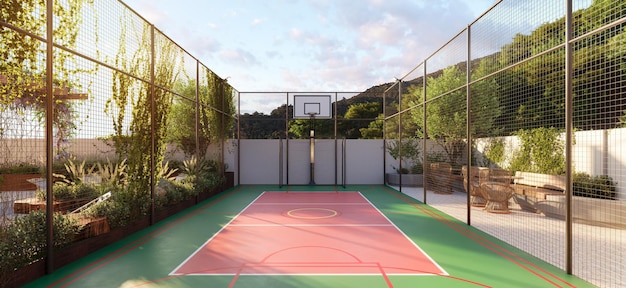 Foto quadra de futebol, basquete e vôlei para residências e hotéis