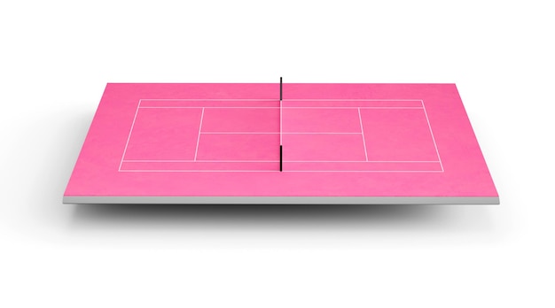 Quadra de tênis de cor rosa pastel tênis 3d minimalista Campo esportivo ilustração 3d