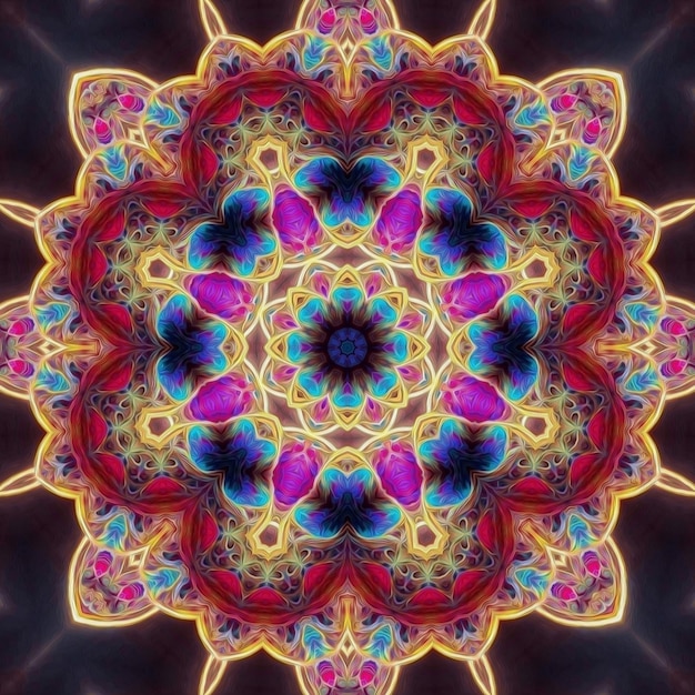 Quadrada linda mandala mágica mística esotérica pintada à mão
