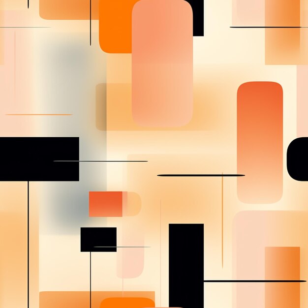 Foto quadrados e retângulos laranjas e pretos abstratos em um fundo bege