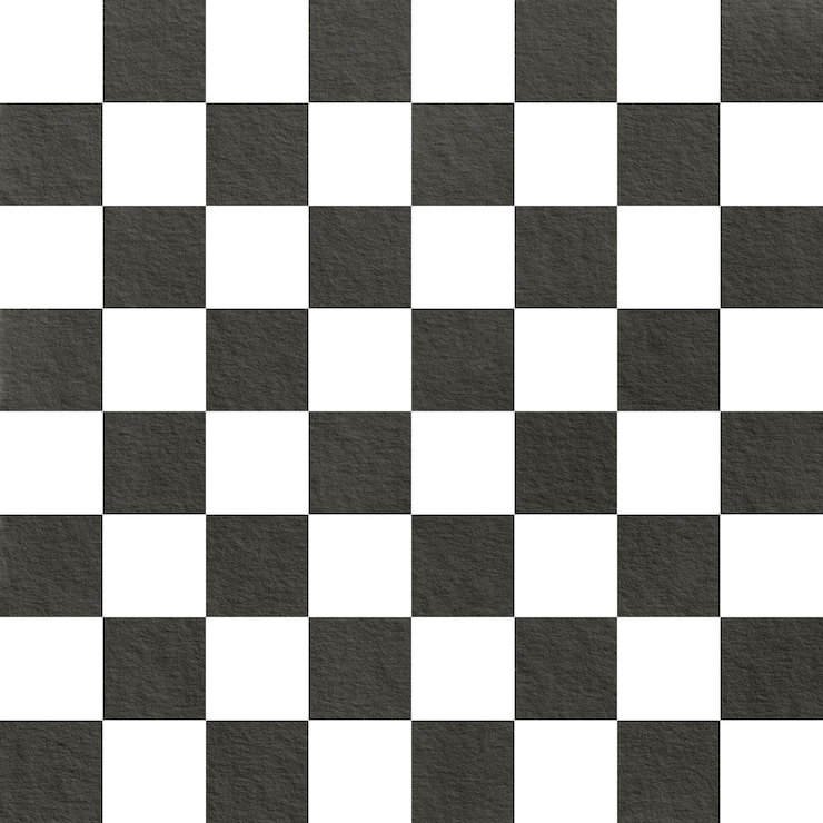 Foto quadrados pretos e brancos como um tabuleiro de xadrez como fundo padrão sem costura abstrato desenhado à mão