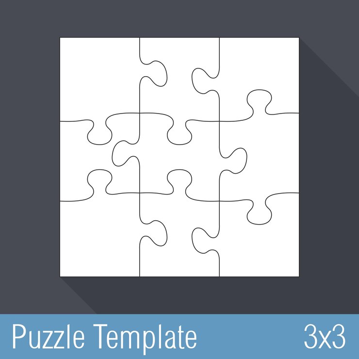 Foto quadratische puzzlepuzzle-vorlage 3x3 stücke vektor eps10 illustration