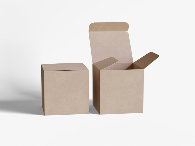 Quadratische Verpackung aus weißem Hintergrundkartonpapier mit realistischer Textur