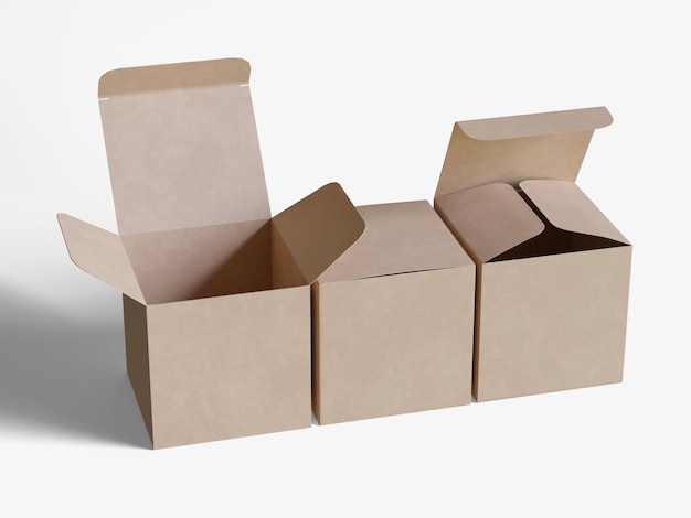 Quadratische Verpackung aus weißem Hintergrundkartonpapier mit realistischer Textur