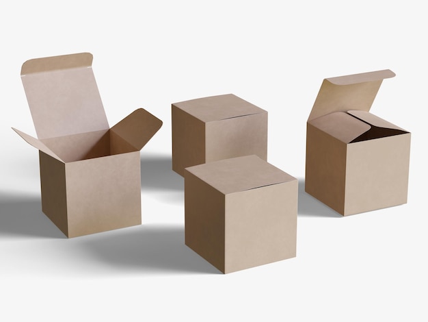 Quadratische Verpackung aus weißem Hintergrundkartonpapier mit realistischer Textur