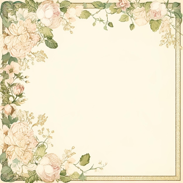 Quadratischer, leerer Vintage-Blumenpapierhintergrund für druckbare digitale Papierkunst-Briefpapier- und Grußkartenillustrationsidee