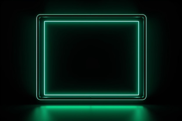 Quadratisches Rahmenschild in der Form Rechteckbild auf schwarzem Hintergrund Draufsicht futuristischer Stil generative KI