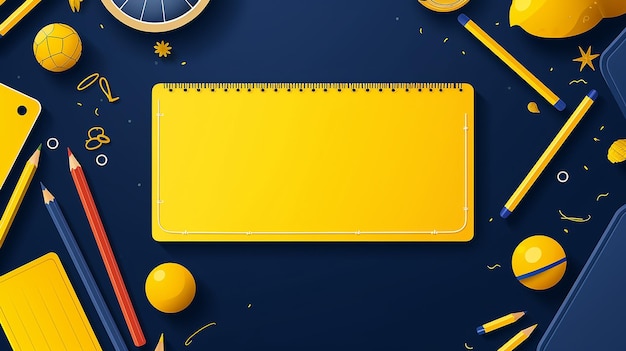 quadro amarelo de fundo azul de volta à camada de ideia da escola. IA generativa