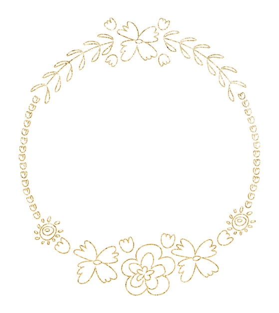 Quadro botânico Png clipart de efeito dourado