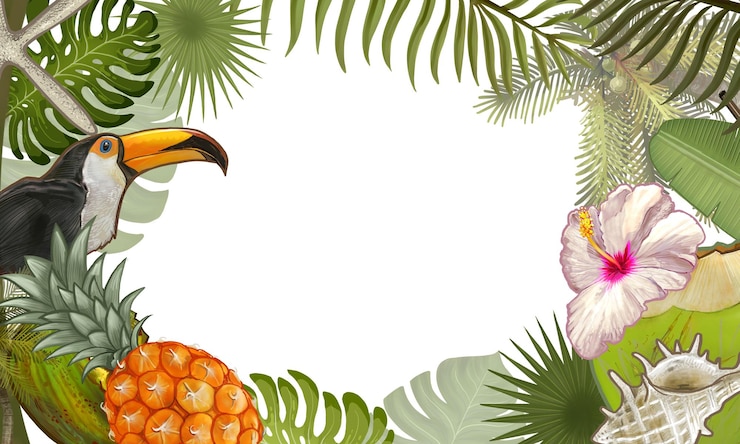 Foto quadro botânico tropical com fundo transparente