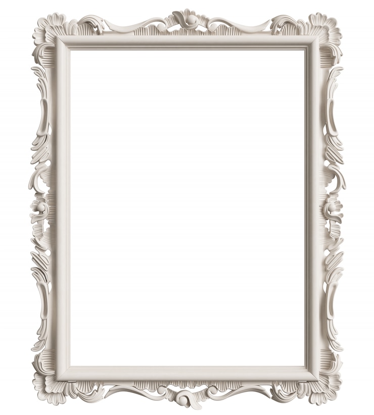 Foto quadro branco clássico com decoração ornamento isolado no branco