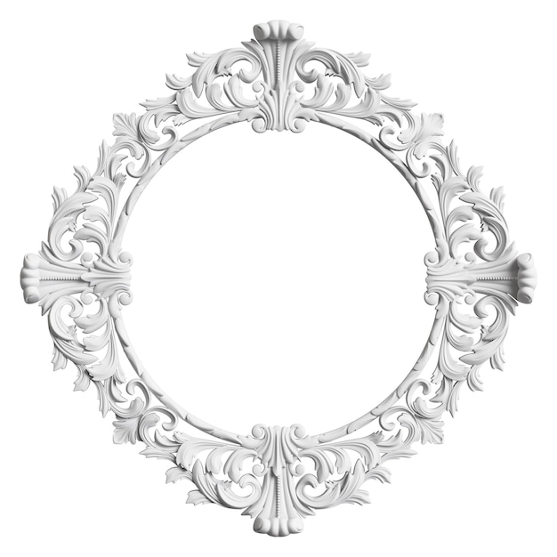 Quadro branco clássico com decoração ornamento isolado no fundo branco