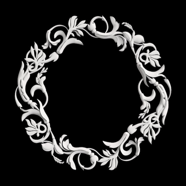 Quadro branco clássico com decoração ornamento isolado no preto