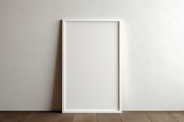 quadro branco em um chão de madeira com um fundo branco