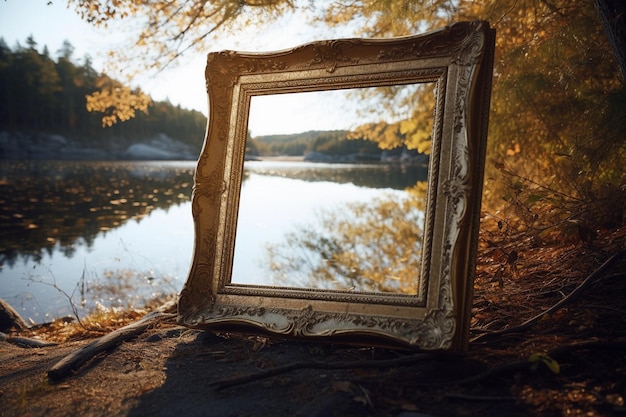 quadro branco em um lago