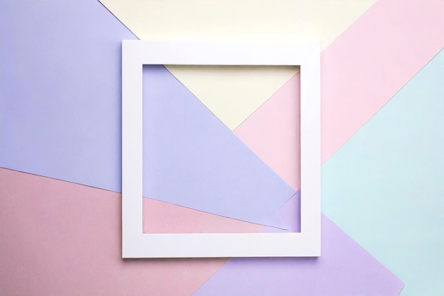 Quadro branco vazio em fundo de papel pastel