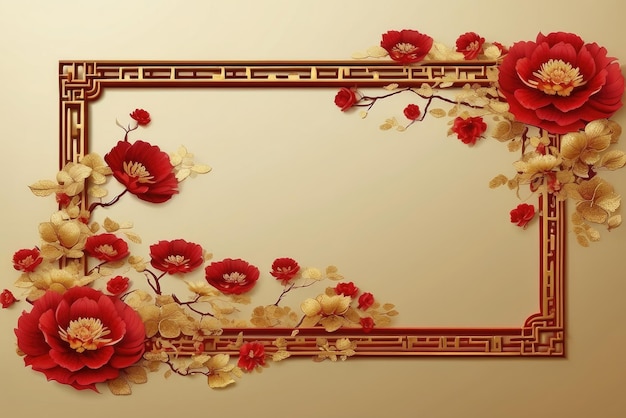 Quadro chinês com fundo de dragão vermelho e dourado