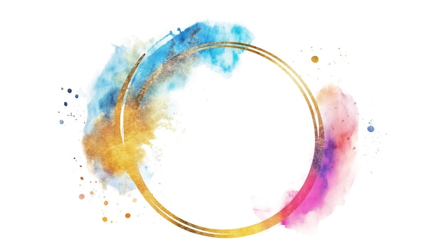 Quadro circular de aquarela colorida para decoração isolado em um fundo transparente