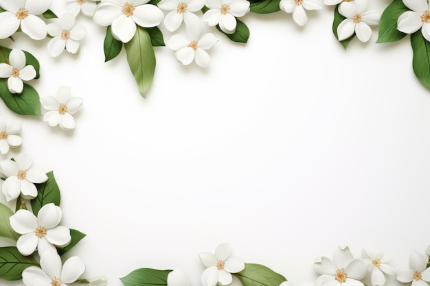 quadro com flores brancas sobre um fundo branco.