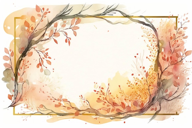 Quadro de aquarela abstrato com galhos de outono