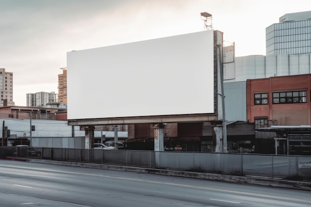 Quadro de avisos vazio branco em um ambiente urbano Ruas da cidade Generative AI