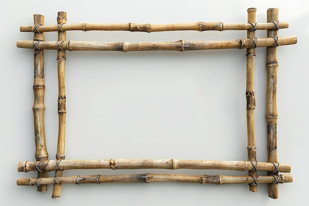 Quadro de bambu isolado em fundo branco foto realista plana