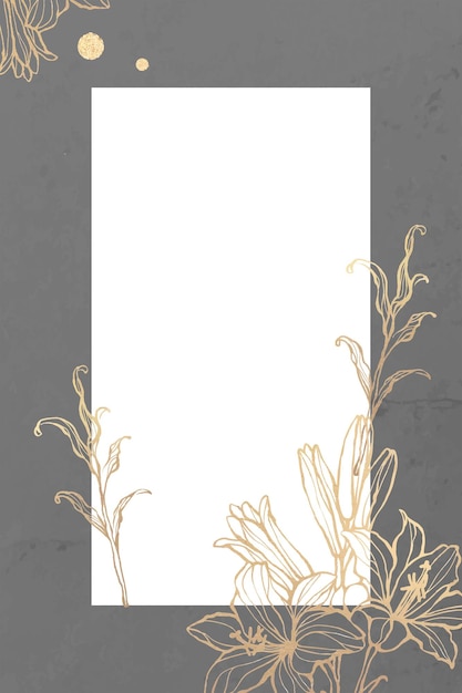Quadro de borda de flor dourada Png fundo transparente