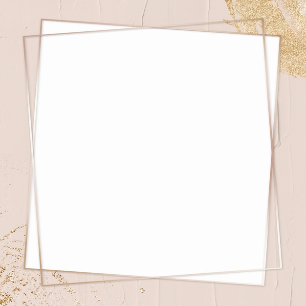Quadro de borda metálica png em fundo rosa pastel