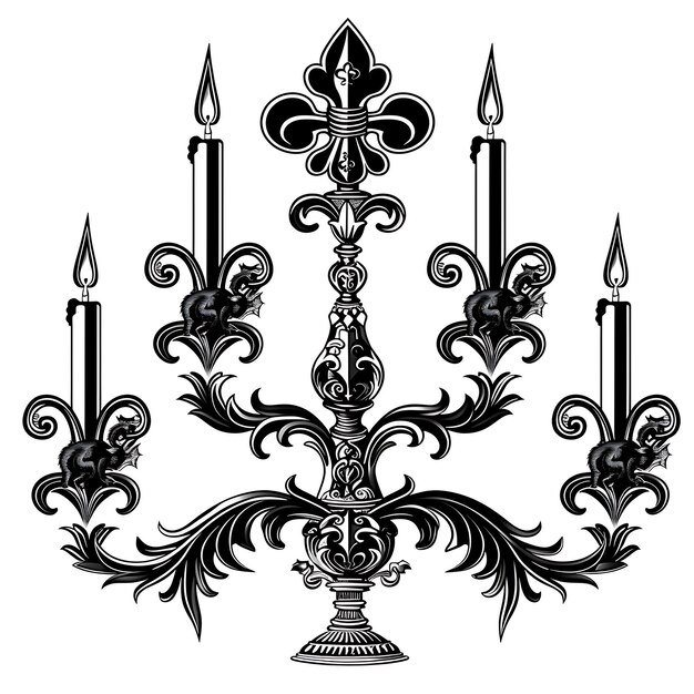 Quadro de Candelabra de Ferro Arte CNC com padrão de Fleur De Lis e Gargano Tatuagem de contorno de corte de CNC