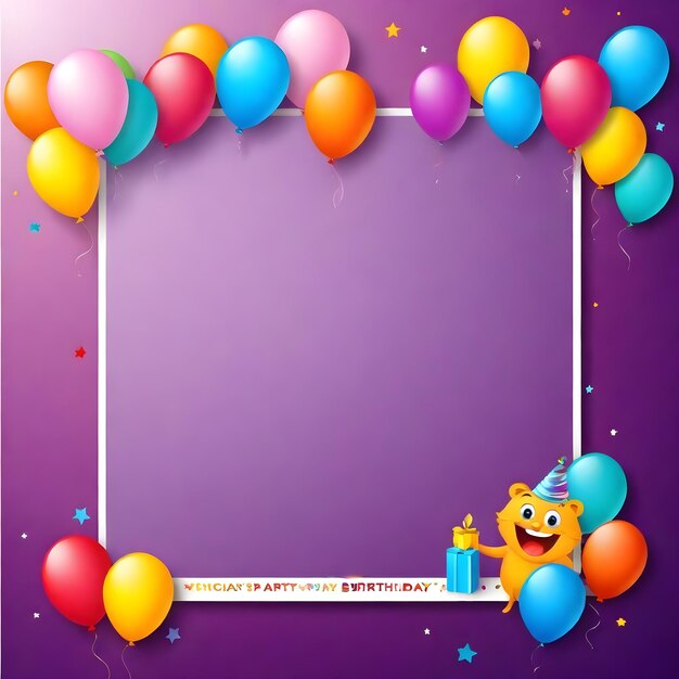 Foto quadro de cartão de convite de festa de aniversário fundo vertical espaço de cópia vazio para texto