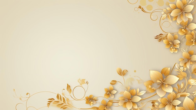 Quadro de casamento floral dourado com ornamentos intrincados