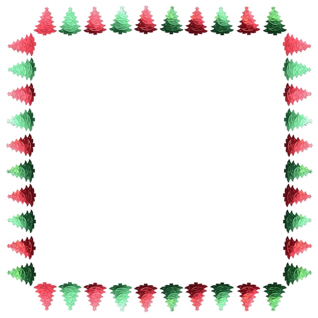 Quadro de confete moldura verde e vermelha da árvore de Natal fronteira