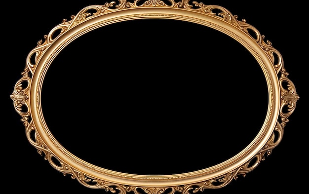 Foto quadro de espelho oval de ouro isolado