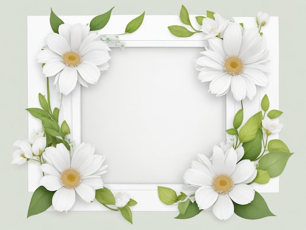 Quadro de flor branco em branco para texto com flor em volta
