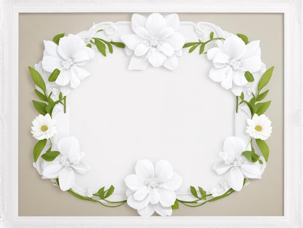 Quadro de flor branco em branco para texto com flor em volta