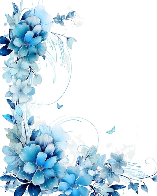 Quadro de flores azuis em fundo branco