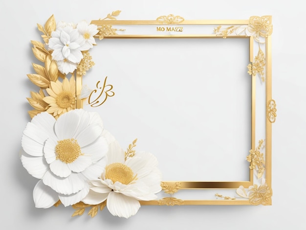 Quadro de flores em branco para texto e foto com flor em volta