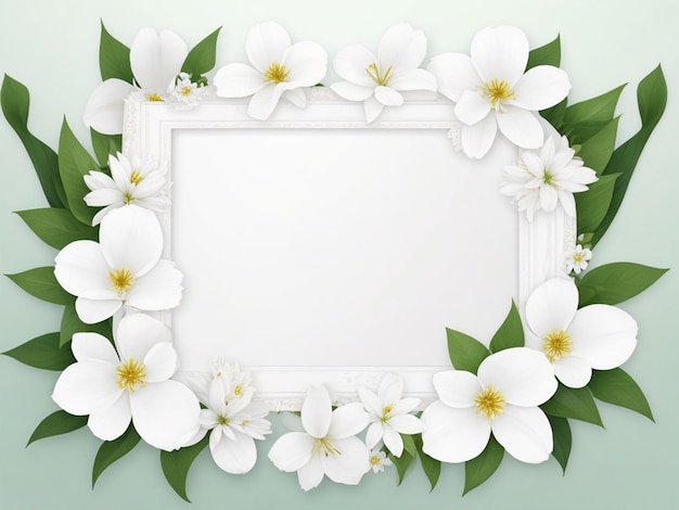 Quadro de flores em branco para texto e foto com flor em volta