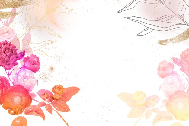 Quadro de flores png borda rosa remixada de imagens de domínio público vintage