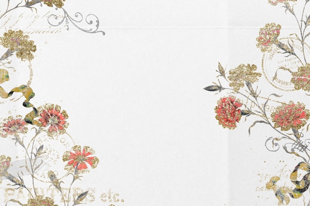 Quadro de flores vintage png gráfico estético em fundo transparente